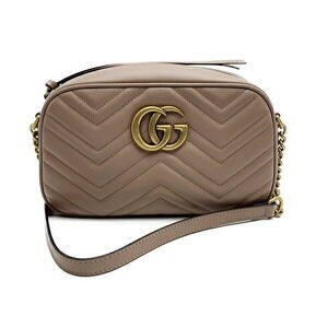 Gucci GG Marmont Shoulder Bag Beige Leather